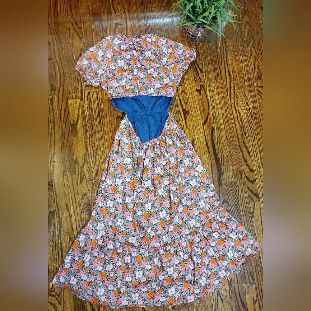 J. Crew Side-Cutout Organic Cotton Dress In Liberty Meadow Song Fabric Floral